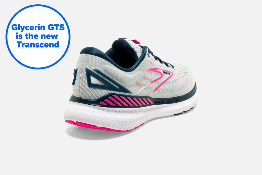 Brooks Glycerin GTS 19 Road Running Shoes Womens White/Pink 607821-TWM